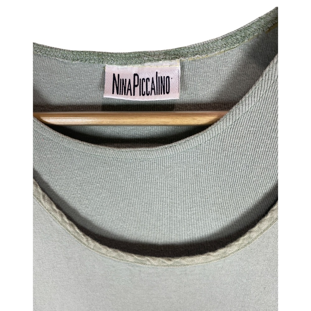 Nina Piccalino Vintage Sage Green Cotton Floral Patch Maxi Dress Womens Small - Picture 11 of 11